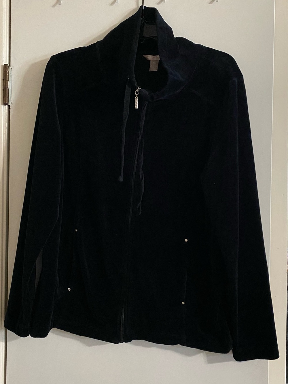 H&M Women’s Black Velvet Zip-Front Jacket